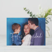 Moderne minimalistische kerstfoto van Feliz Navida Feestdagenkaart (Staand voorkant)