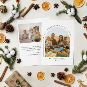 Moderne minimalistische kerstfotoboog feestdagenkaart