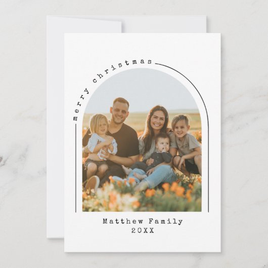 Moderne minimalistische kerstfotoboog feestdagenkaart (Voorkant)