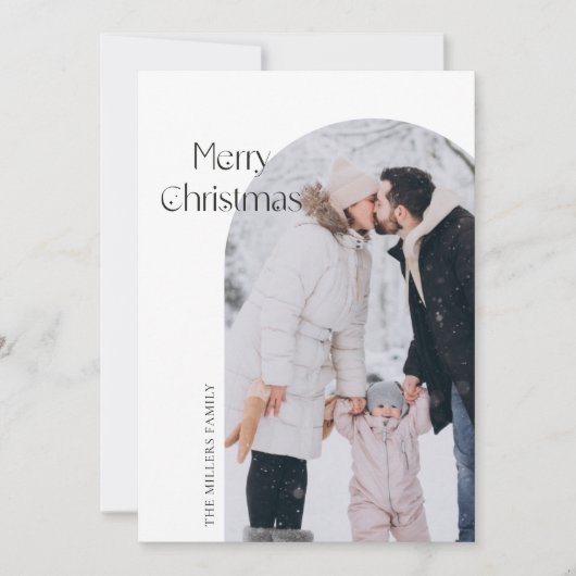 Moderne, minimalistische kerstfotokaart feestdagenkaart (Voorkant)