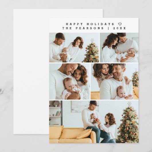 Moderne minimalistische kerstfoto's feestdagenkaart (Voorkant / Achterkant)