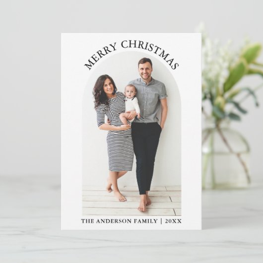 Moderne minimalistische kerstfoto's met prettige f feestdagenkaart (Staand voorkant)