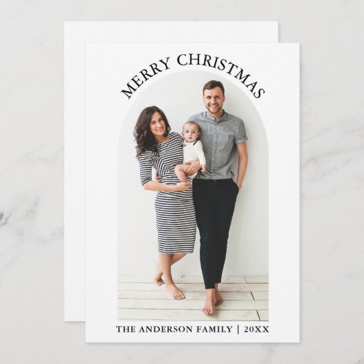 Moderne minimalistische kerstfoto's met prettige f feestdagenkaart (Voorkant / Achterkant)