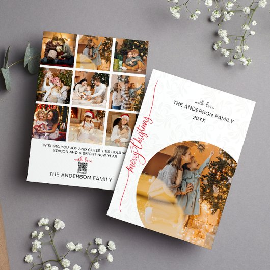 Moderne minimalistische kerstfotovakantie feestdagenkaart