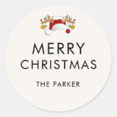 Moderne Minimalistische Kerstmis Stickers Op Maat (Voorkant)