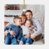 Moderne minimalistische kerstmonogram foto keramisch ornament (Achterkant)