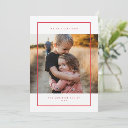 Moderne Minimalistische Kerstvakantie Fotokaart Kaart (Staand voorkant)