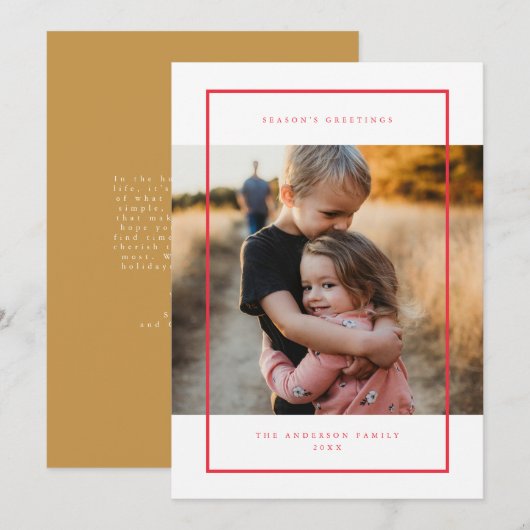 Moderne Minimalistische Kerstvakantie Fotokaart Kaart (Voorkant / Achterkant)