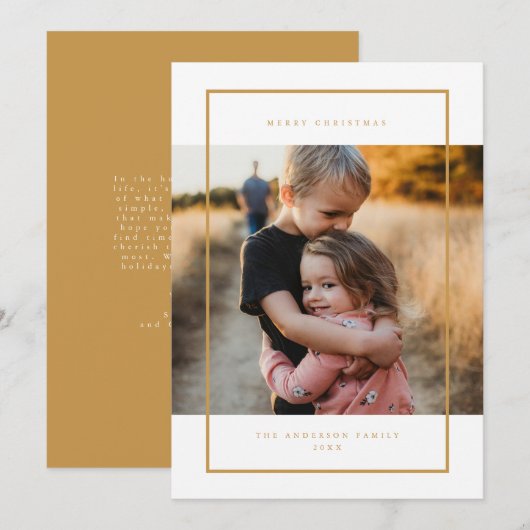 Moderne Minimalistische Kerstvakantie Fotokaart Kaart (Voorkant / Achterkant)