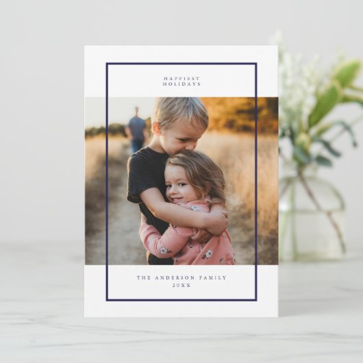 Moderne Minimalistische Kerstvakantie Fotokaart Kaart (Staand voorkant)