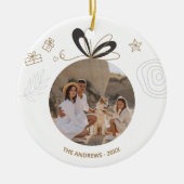 Moderne minimalistische kerstvierfoto keramisch ornament (Voorkant)