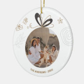 Moderne minimalistische kerstvierfoto keramisch ornament (Links)