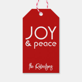 Moderne minimalistische kerstvreugde cadeaulabel