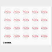 Moderne & minimalistische kerstzegeningen rood wit ronde sticker (Vel)