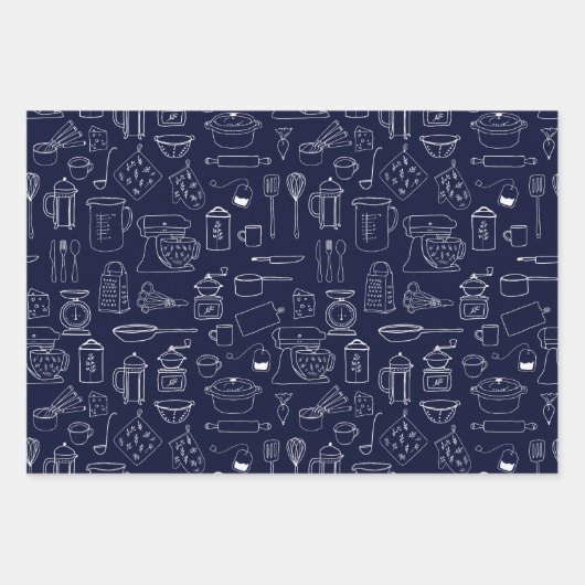 Moderne minimalistische keuken kookgerei inpakpapier vel (Voorkant)