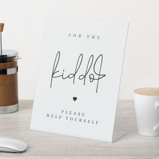 Moderne minimalistische Kiddos Tafel Trouwbord Reclamebord Met Voetstuk (Insitu)