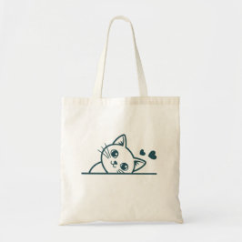 Moderne Minimalistische Kijkende Kat Geluk Komt Er Tote Bag