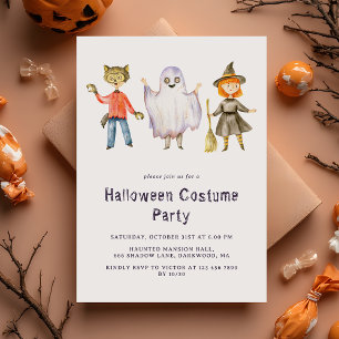 Moderne minimalistische Kinder Halloween kostuumfe Kaart