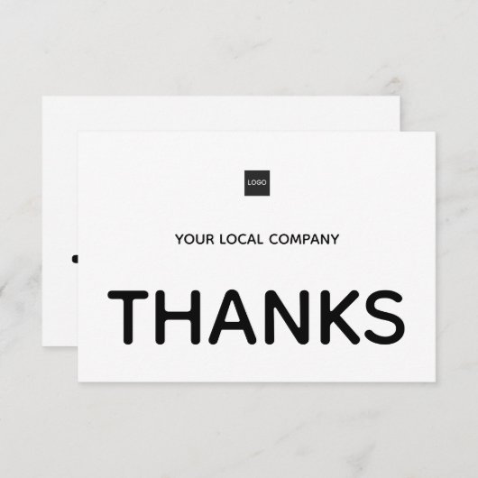 Moderne minimalistische klant voor zwart-wit bedankkaart (Voorkant / Achterkant)