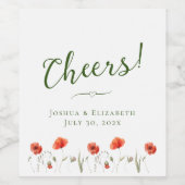 Moderne minimalistische klaprozen bruiloft fles la wijn etiket (Enkel label)