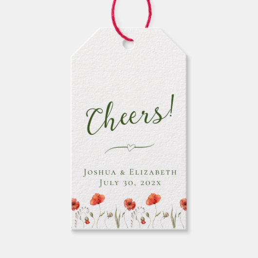 Moderne minimalistische klaprozen bruiloft gunst L Cadeaulabel (Voorkant)