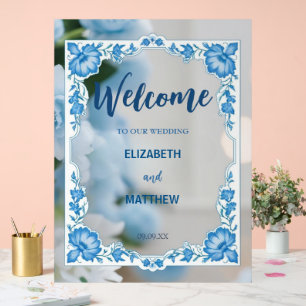Moderne minimalistische klassieke bloemen bruiloft acryl bord