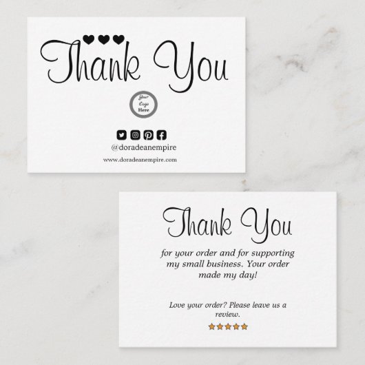 Moderne, minimalistische kleine onderneming - Hart Visitekaartje (Voorkant / Achterkant)