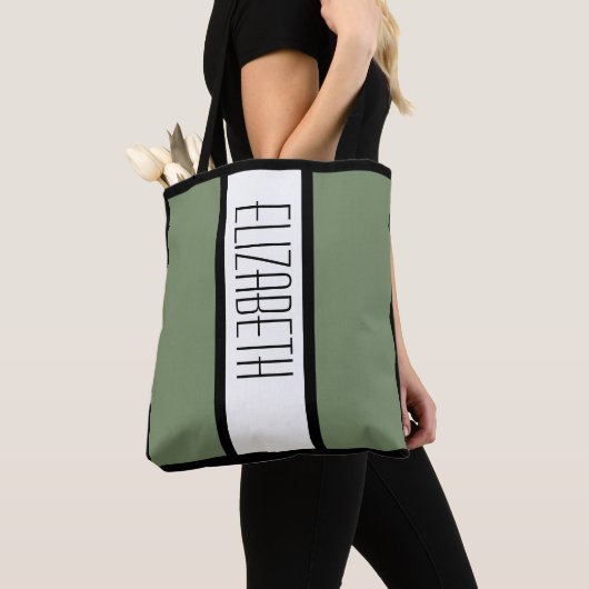 Moderne Minimalistische Kleurblok Aangepaste Naam Tote Bag (Dichtbij)