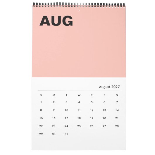 Moderne Minimalistische Kleurkalender Kalender (Aug 2027)