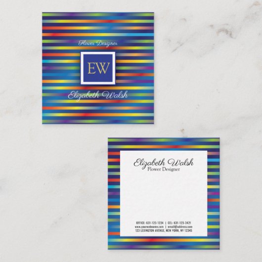 Moderne minimalistische kleurrijke gradiënt nieuw  vierkante visitekaartje (Voorkant / Achterkant)