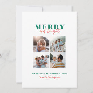 Moderne minimalistische kleurrijke leuke kerstfoto feestdagenkaart