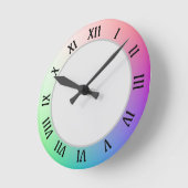 Moderne, minimalistische kleurrijke pastelregenboo ronde klok (Hoek)