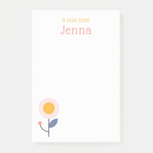 Moderne minimalistische kleurrijke retro bloemen post-it® notes (Voorkant)