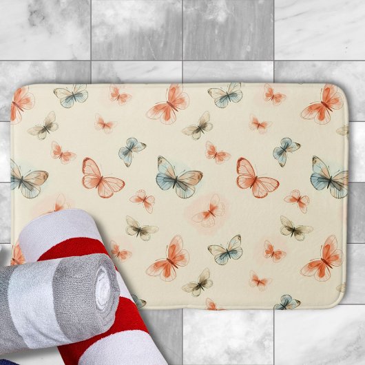 Moderne minimalistische kleurrijke vlinders badmat