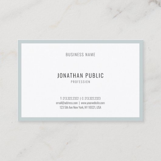 Moderne minimalistische koel blauw groen strakke S Visitekaartje (Achterkant)