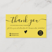 Moderne, minimalistische koele gele orde bedankt visitekaartje (Voorkant)