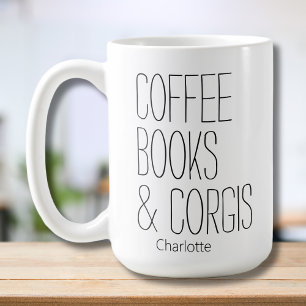 Moderne minimalistische koffieboeken & corgis Voeg Koffiemok