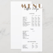 Moderne Minimalistische Koffiezaak Menu (Voorkant / Achterkant)