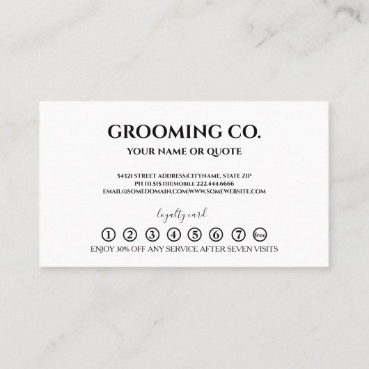 Moderne minimalistische komkommer. loyaliteitspunc visitekaartje (Achterkant)