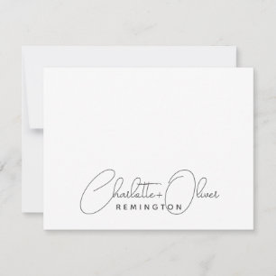 Moderne Minimalistische Koppel Script Monogram Notitiekaartje