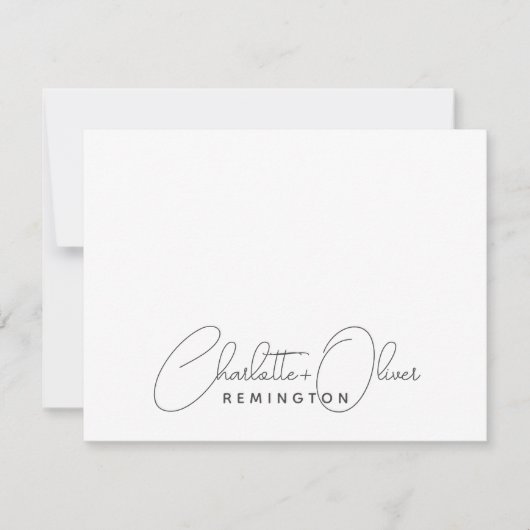 Moderne Minimalistische Koppel Script Monogram Notitiekaartje (Voorkant)