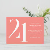 Moderne minimalistische koraal roze 21e verjaardag kaart (Staand voorkant)