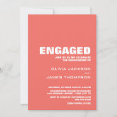 Moderne minimalistische koraal verlovingsfeest kaart (Voorkant)