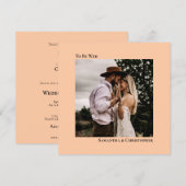 Moderne minimalistische koraalpeach Square Photo W Kaart (Voorkant / Achterkant)