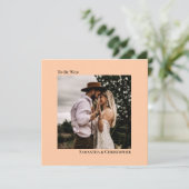 Moderne minimalistische koraalpeach Square Photo W Kaart (Staand voorkant)