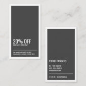 Moderne minimalistische kortingsbon visitekaartje (Voorkant / Achterkant)