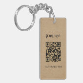 Moderne minimalistische Kraft QR-code Uw Logo Sleutelhanger (Voorkant Links)