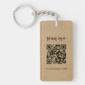 Moderne minimalistische Kraft QR-code Uw Logo Sleutelhanger (Voorkant)