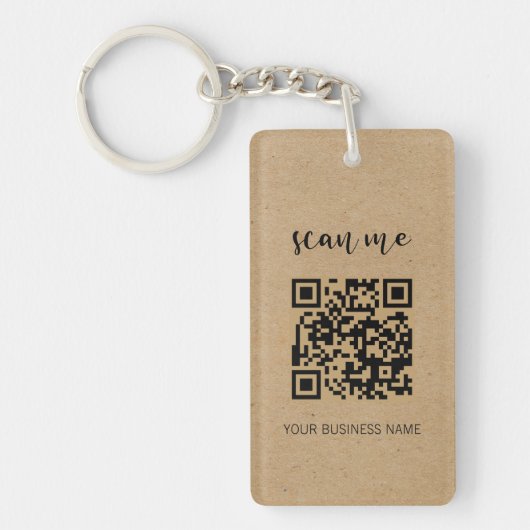 Moderne minimalistische Kraft QR-code Uw Logo Sleutelhanger (Voorkant)