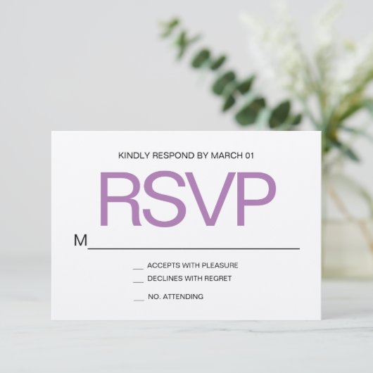 Moderne minimalistische Kraft RSVP bruiloft reacti (Staand voorkant)